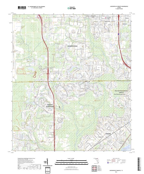 Jacksonville Heights topographic map thumbnail