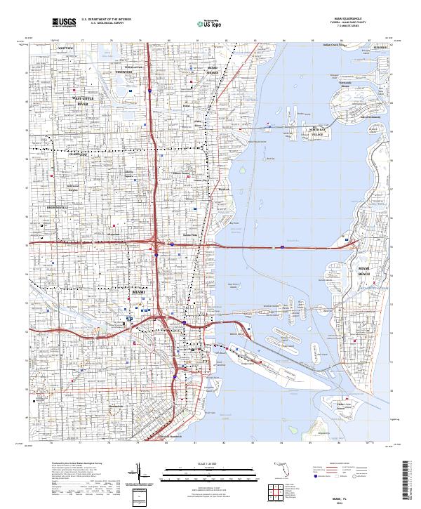 Miami topographic map thumbnail