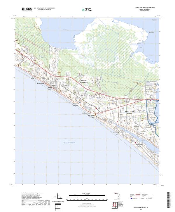 Panama City Beach 2024 topographic map thumbnail