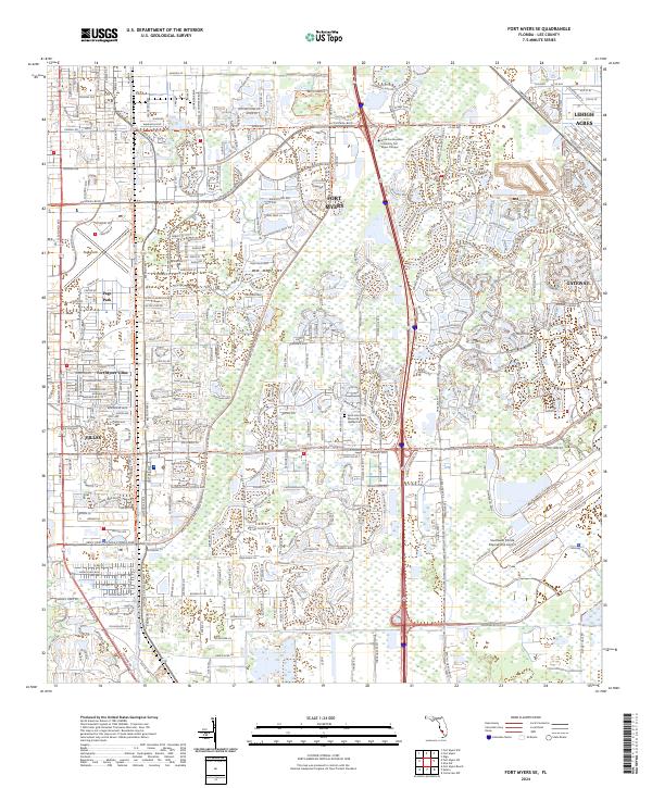 Fort Myers SE topographic map thumbnail