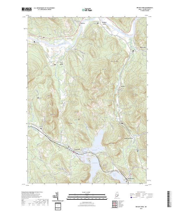Bryant Pond topographic map thumbnail