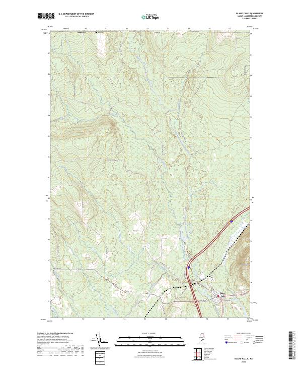 Island Falls topographic map thumbnail