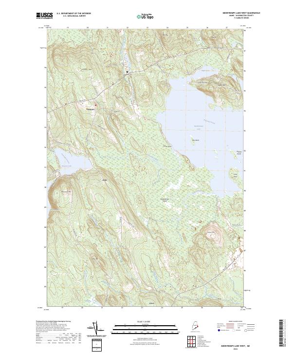 Meddybemps Lake West topographic map thumbnail