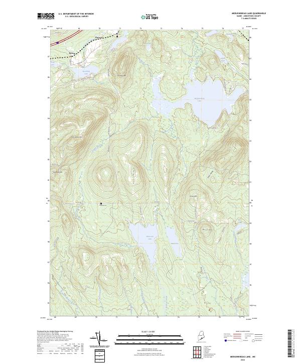 Meduxnekeag Lake topographic map thumbnail