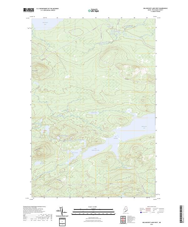 Millinocket Lake West 2024 topographic map thumbnail