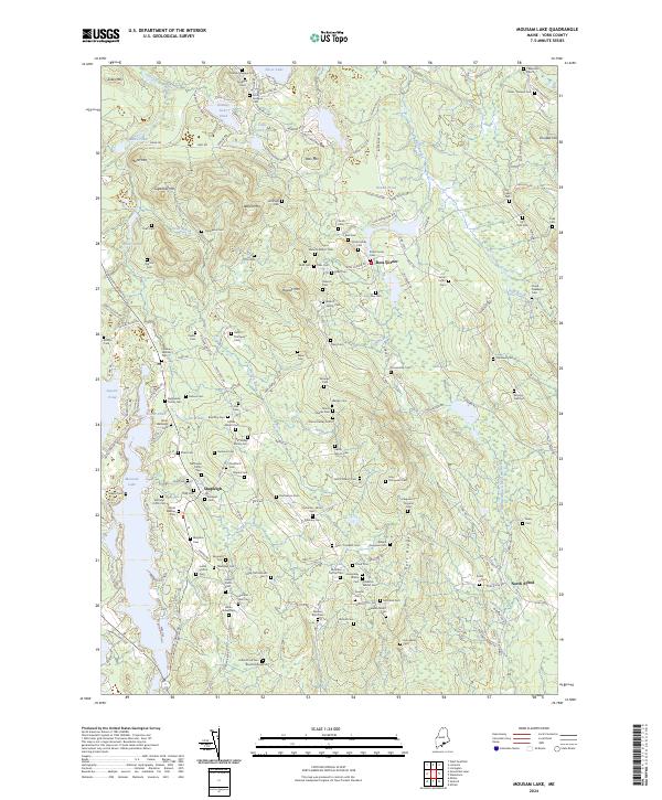Mousam Lake topographic map thumbnail