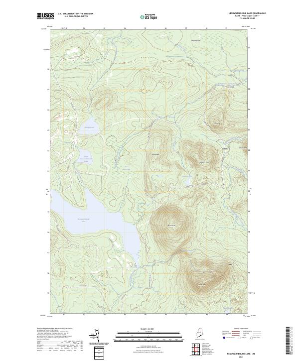 Nesowadnehunk Lake topographic map thumbnail