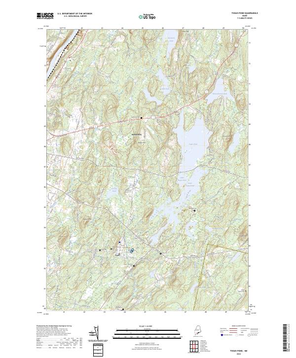 Togus Pond 2024 topographic map thumbnail