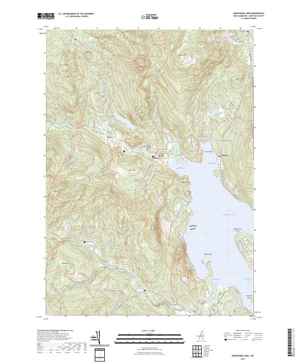 Newfound Lake topographic map thumbnail