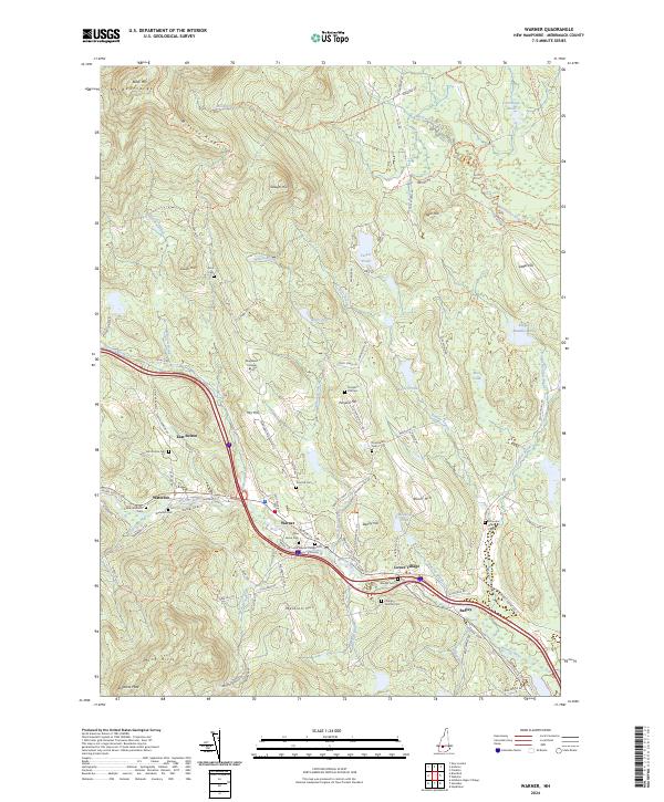 Warner topographic map thumbnail