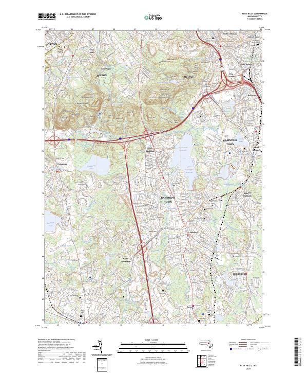 Blue Hills topographic map thumbnail