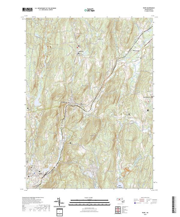 Ware topographic map thumbnail