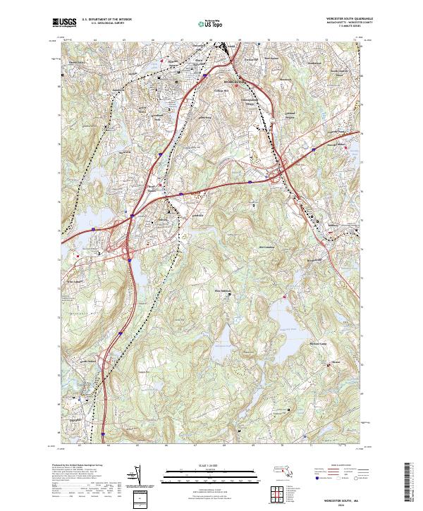Worcester South topographic map thumbnail