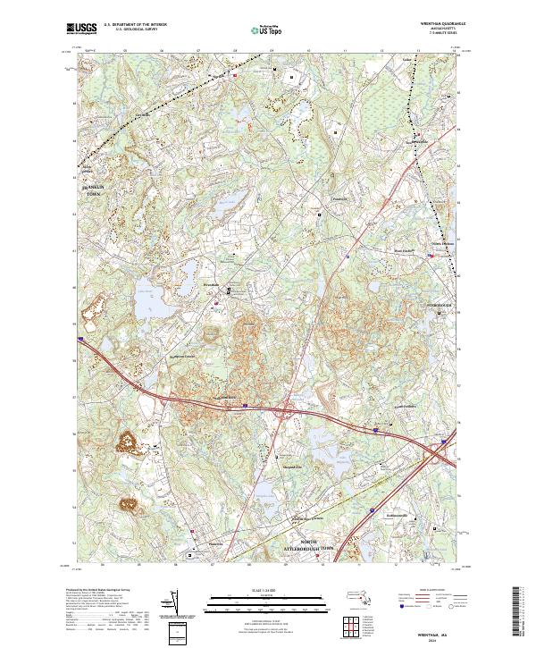 Wrentham topographic map thumbnail