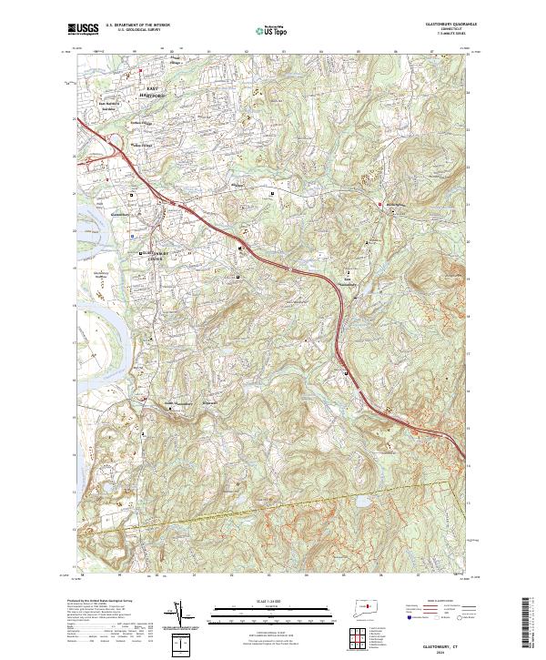 Glastonbury topographic map thumbnail