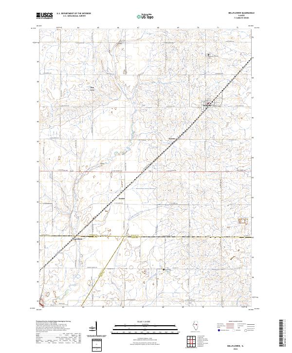 Bellflower topographic map thumbnail
