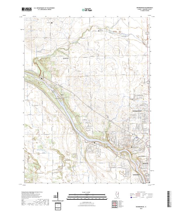 Bourbonnais topographic map thumbnail