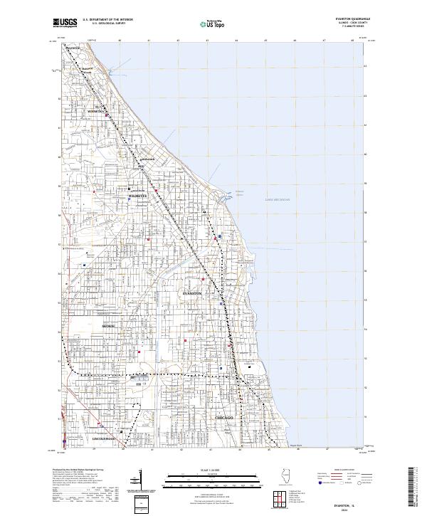 Evanston topographic map thumbnail