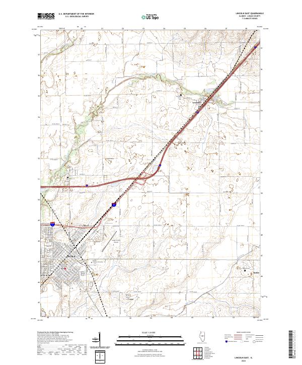 Lincoln East 2024 topographic map thumbnail