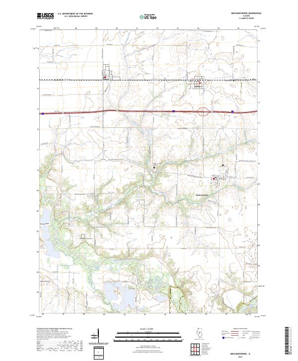Mechanicsburg 2024 topographic map thumbnail