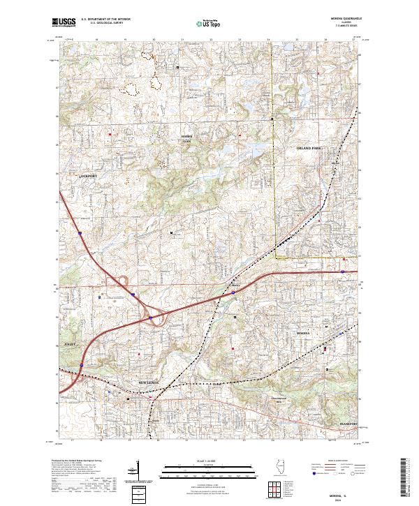 Mokena 2024 topographic map thumbnail