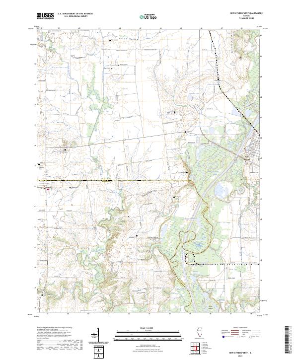 New Athens West 2024 topographic map thumbnail