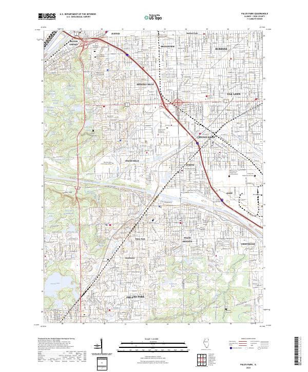 Palos Park 2023 topographic map thumbnail