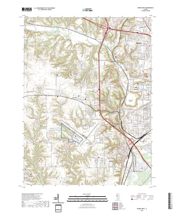 Peoria West 2024 topographic map thumbnail
