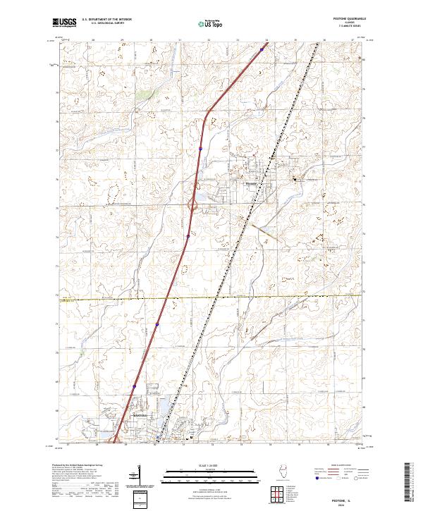 Peotone 2024 topographic map thumbnail