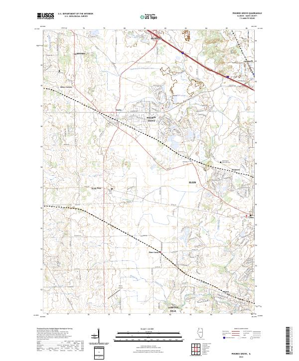 Pingree Grove 2024 topographic map thumbnail