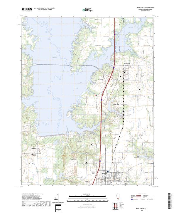 Rend Lake Dam 2024 topographic map thumbnail