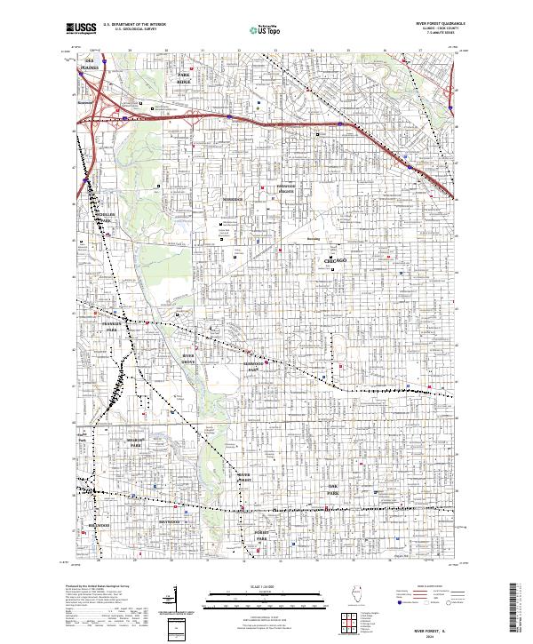 River Forest 2024 topographic map thumbnail