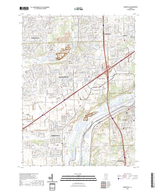 Romeoville 2024 topographic map thumbnail