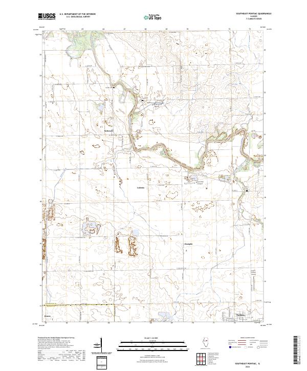 Southeast Pontiac 2024 topographic map thumbnail