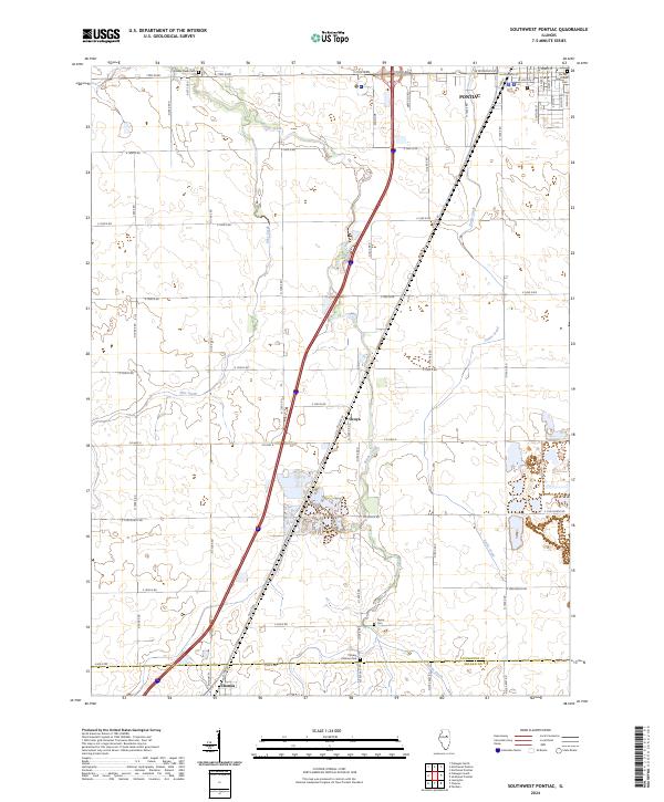 Southwest Pontiac topographic map thumbnail