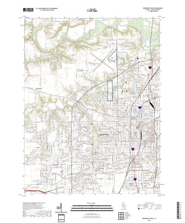 Springfield West 2024 topographic map thumbnail
