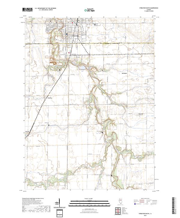 Streator South 2024 topographic map thumbnail