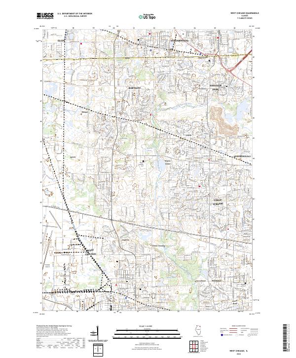 West Chicago 2024 topographic map thumbnail