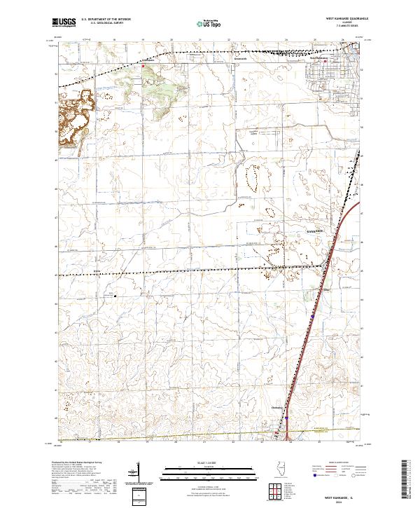 West Kankakee 2024 topographic map thumbnail