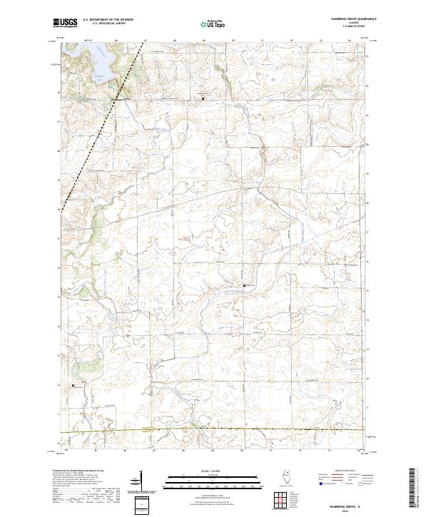 Shabbona Grove topographic map thumbnail