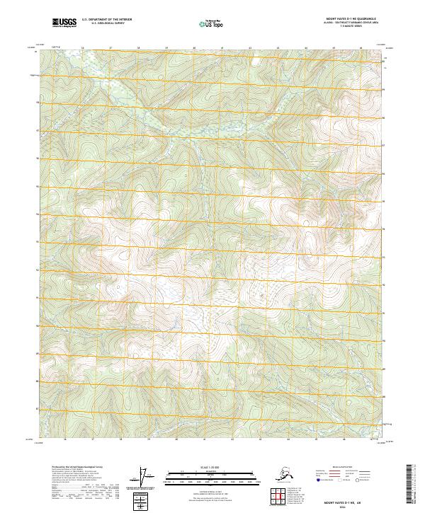Mount Hayes D-1 NE topographic map thumbnail