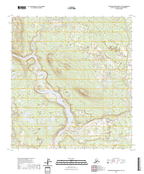 Talkeetna Mountains D-1 NE topographic map thumbnail