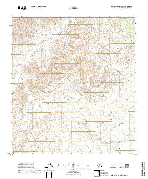 Talkeetna Mountains D-2 NE topographic map thumbnail
