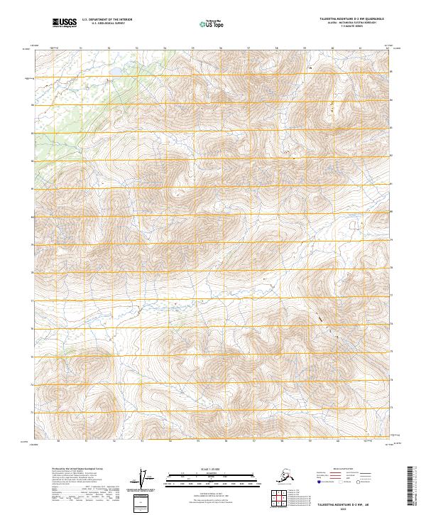 Talkeetna Mountains D-2 NW topographic map thumbnail