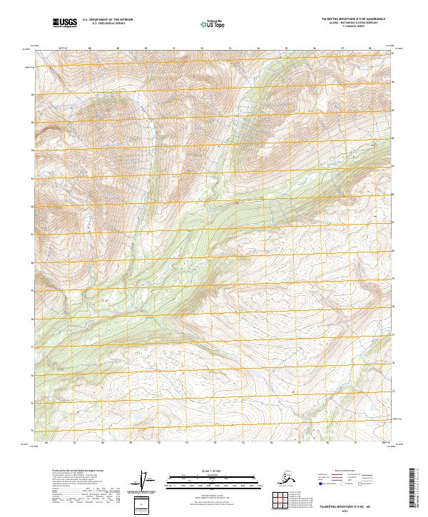 Talkeetna Mountains D-5 NE topographic map thumbnail