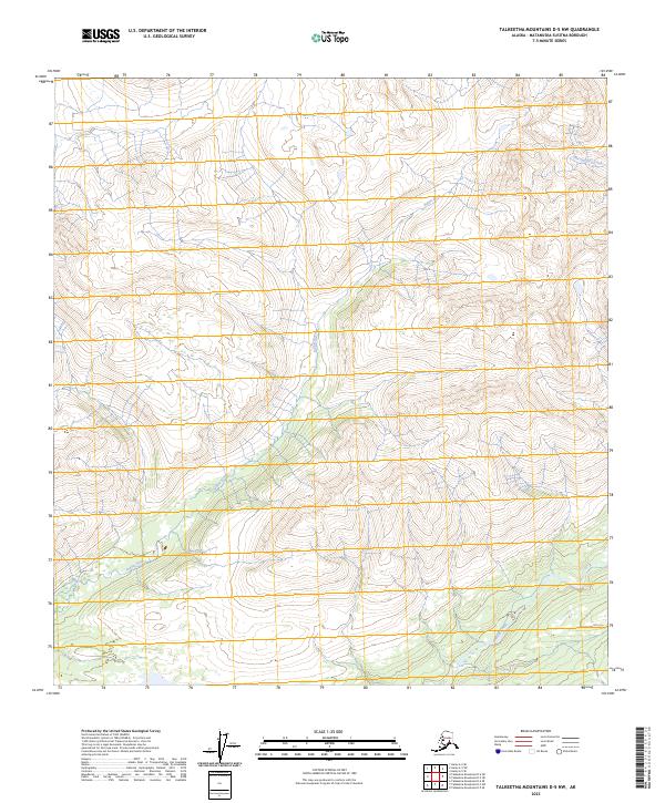 Talkeetna Mountains D-5 NW topographic map thumbnail