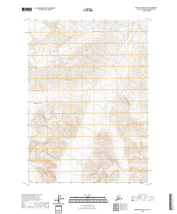 Bering Glacier D-2 SE topographic map thumbnail