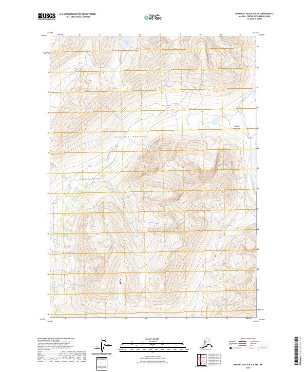 Bering Glacier D-4 SW topographic map thumbnail