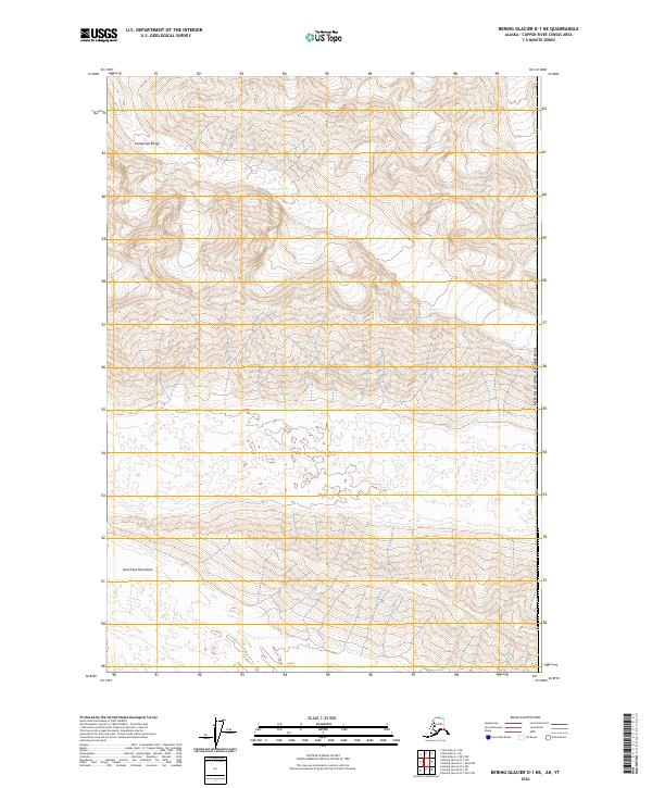 Bering Glacier D-1 NE topographic map thumbnail