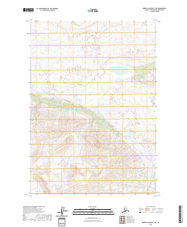 Bering Glacier D-2 NE topographic map thumbnail